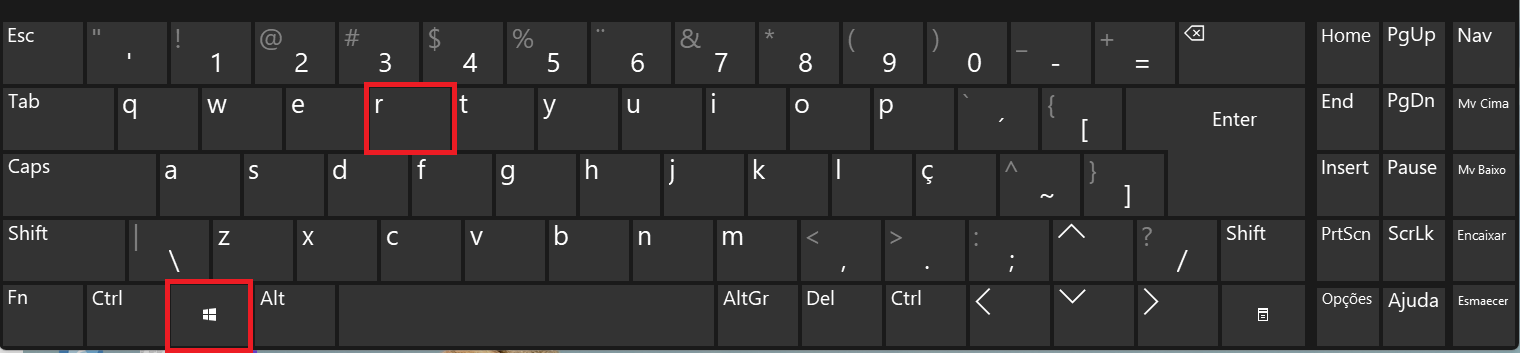 Janela Executar do Windows aberta após pressionar as teclas Windows + R.